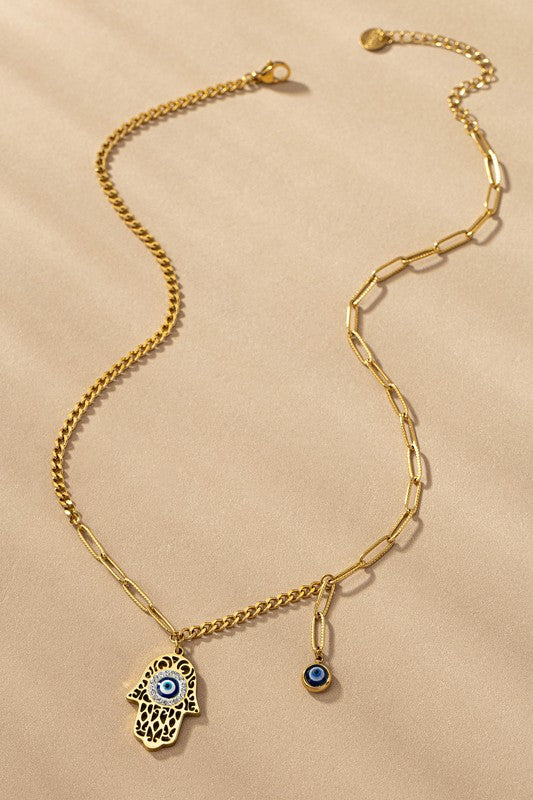 Evil Eye Pendant Necklace – Hamsa Hand of Protection